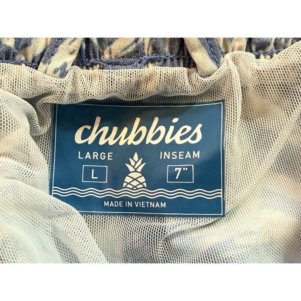 Chubbies Swim Trunks Mens Large L 7" Blue Pineapple Board Shorts Mesh Liner - Picture 3 of 9